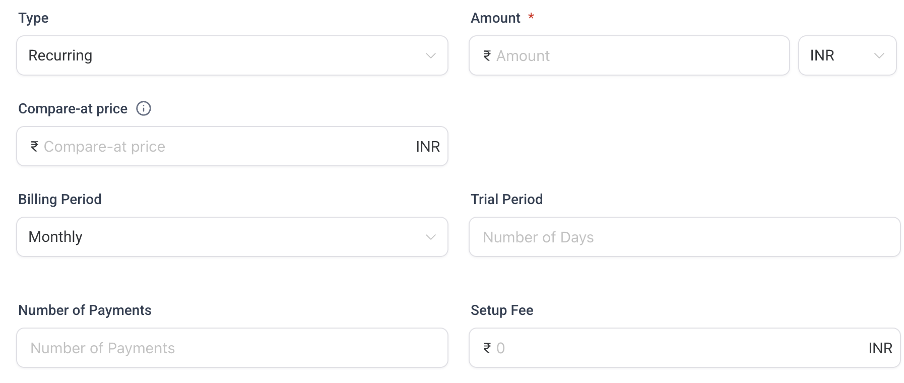 Recurring pricing configuration