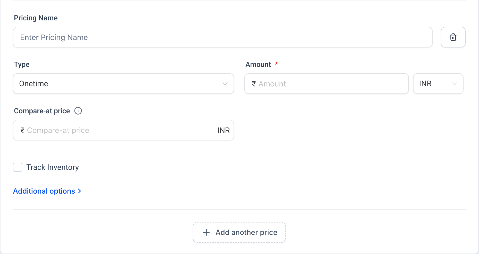 One-time pricing