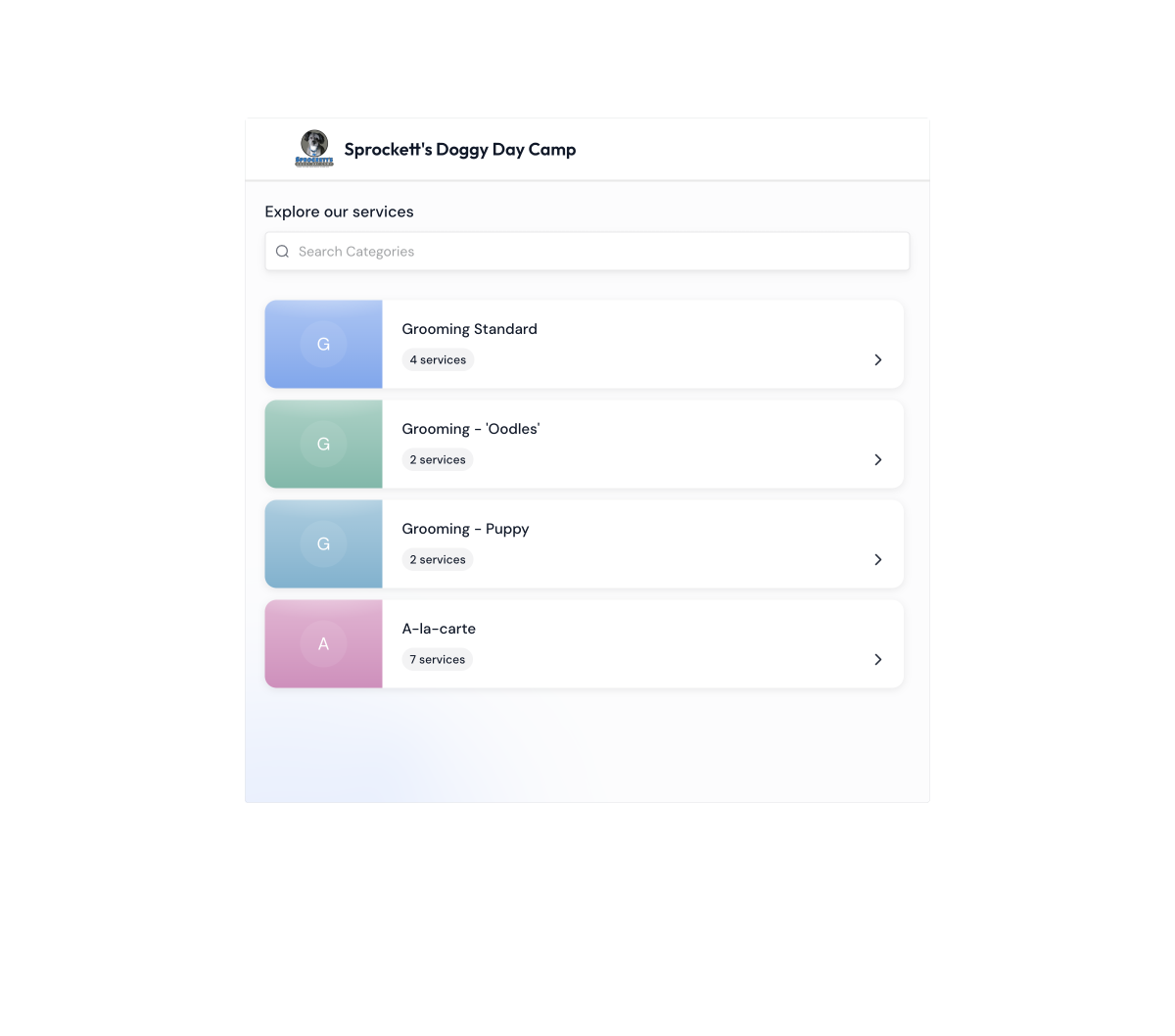 Each staff member's personal booking page